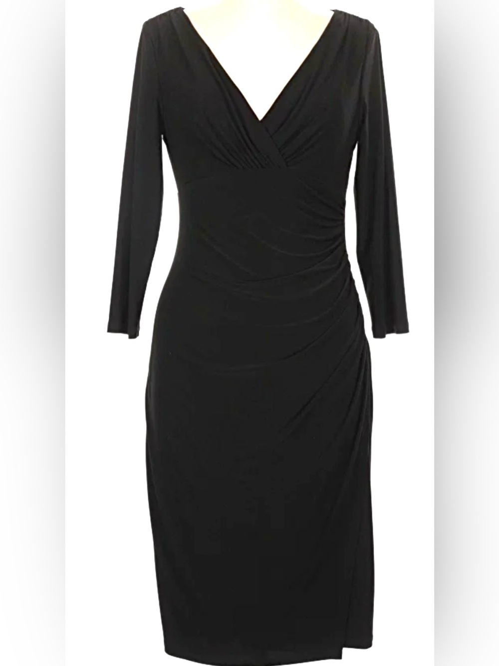 NWT NEW Ralph Lauren Classic Black Ruched Twist Long Sleeve Cocktail Dress 8 M